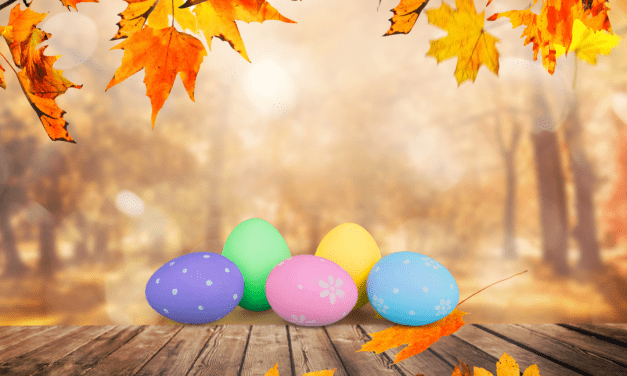 Autumn leaves and Easter Eggs